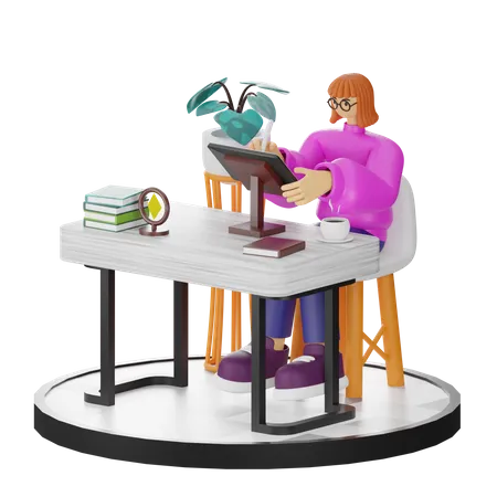 Woman Doing Creative Seeking  3D Illustration