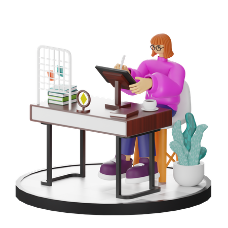 Woman Doing Creative Seeking  3D Illustration