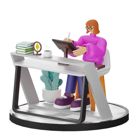 Woman Doing Creative Seeking  3D Illustration