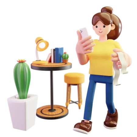 Woman doing online bill payment  3D Illustration