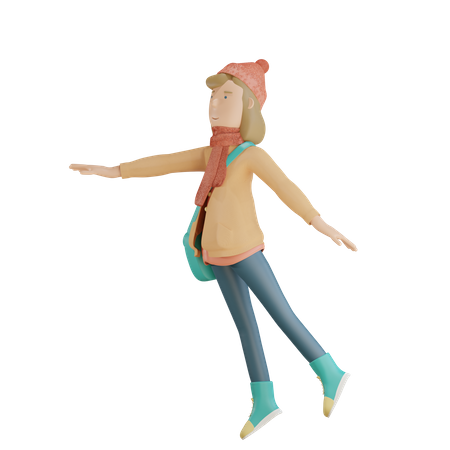 Woman Floating In Air  3D Illustration