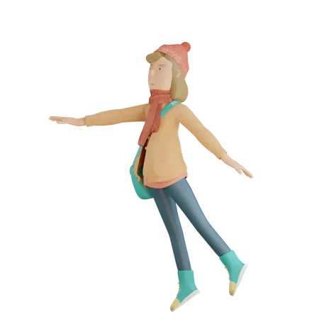 Woman Floating In Air  3D Illustration