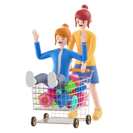 Woman going for shopping  3D Illustration