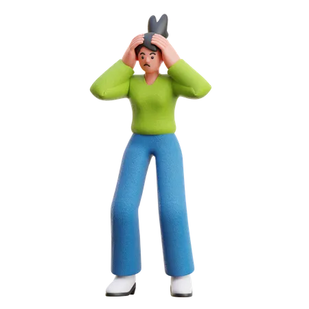 Woman In Dizzy Pose  3D Illustration