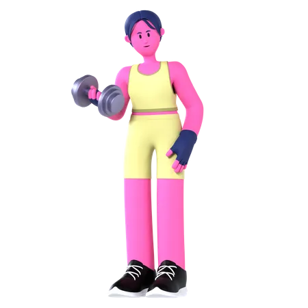 Woman Lifting Dumbbell  3D Illustration