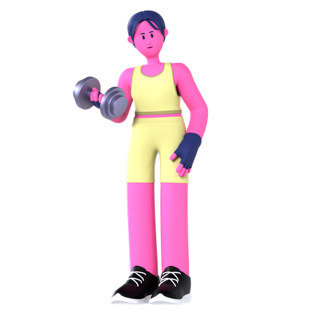 Woman Lifting Dumbbell  3D Illustration