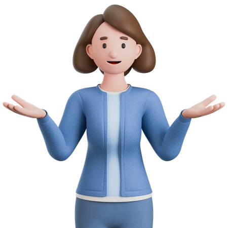 Woman Spreading Her Hands And Presenting Something  3D Illustration