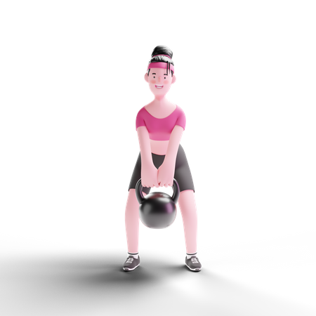 Woman Weight Lifting  3D Illustration