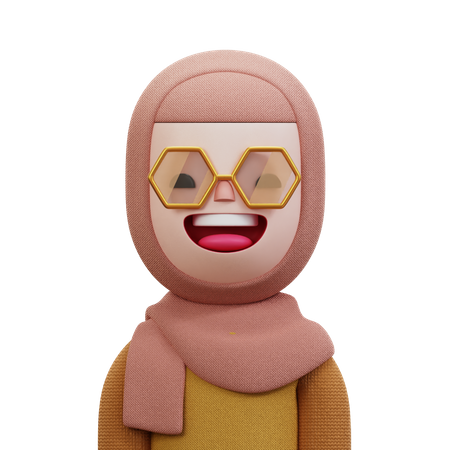 Woman With Beige Hijab  3D Icon