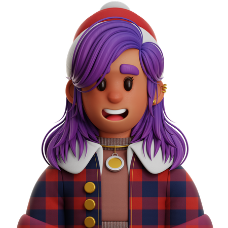 WOMAN WITH FLANNEL JACKET  3D Icon