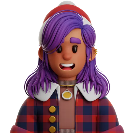 WOMAN WITH FLANNEL JACKET  3D Icon