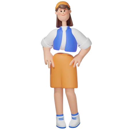 Women Standing Pose  3D Illustration