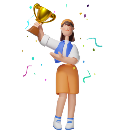 Women with Celebrating Winning  3D Illustration