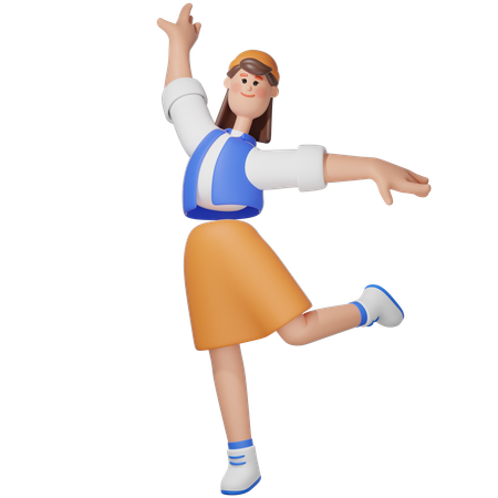 Women with Dancing  3D Illustration