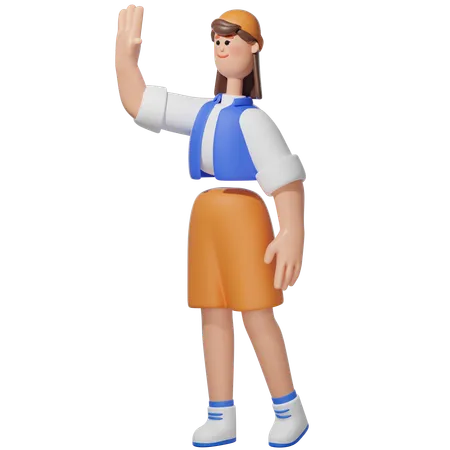 Women with High Five pose  3D Illustration