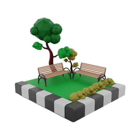 Wooden Bench  3D Illustration