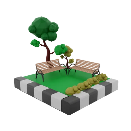 Wooden Bench  3D Illustration