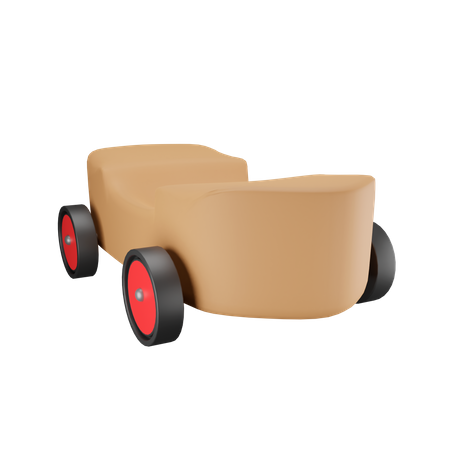 Wooden Car  3D Illustration