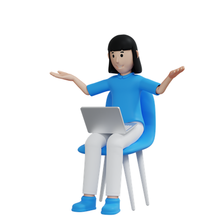 Working woman presenting something  3D Illustration