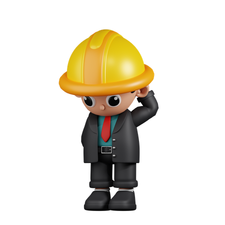 Worried Engineer  3D Illustration