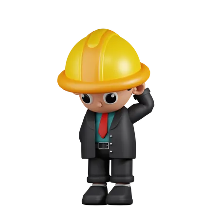 Worried Engineer  3D Illustration