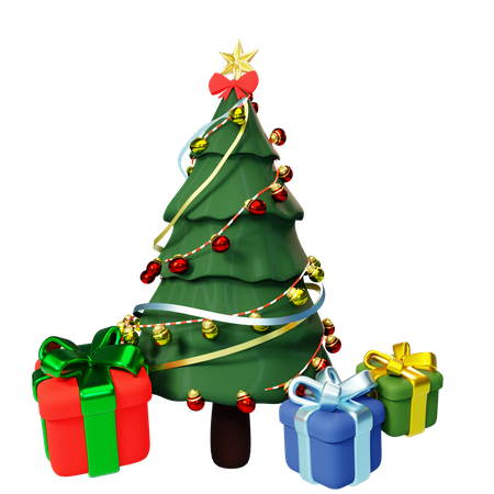 Xmas tree with giftbox  3D Illustration