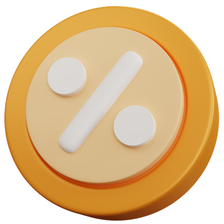 Yellow Percent Tag  3D Icon