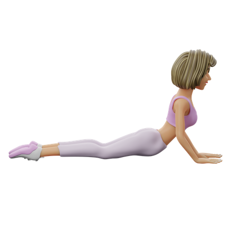 Fille de yoga faisant la pose de Cobra  3D Illustration