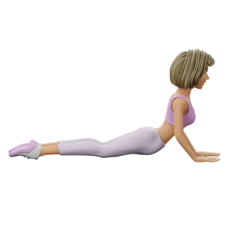 Fille de yoga faisant la pose de Cobra  3D Illustration