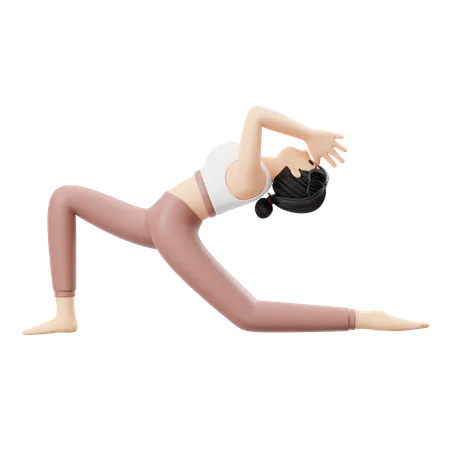 Yoga Girl doing Anjaneyasana pose  3D Illustration