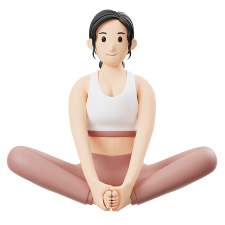 Yoga Girl doing Baddha Konasana pose  3D Illustration