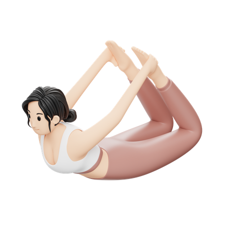 Yoga Girl doing Dhanurasana  3D Illustration