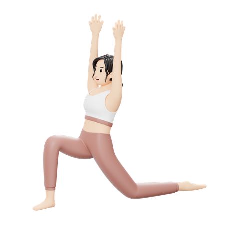 Yoga Girl doing Low pose  3D Illustration