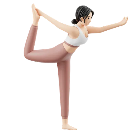 Yoga Girl doing Natarajasana pose  3D Illustration