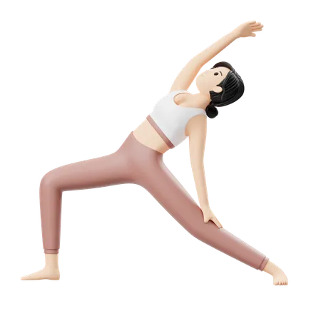 Yoga Girl doing Reverse Warrior  3D Illustration