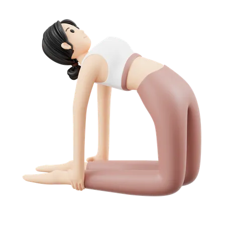 Yoga Girl doing Ustrasana pose  3D Illustration