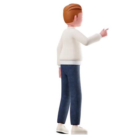 Young Boy Pointing The Presentation Pose  3D Illustration