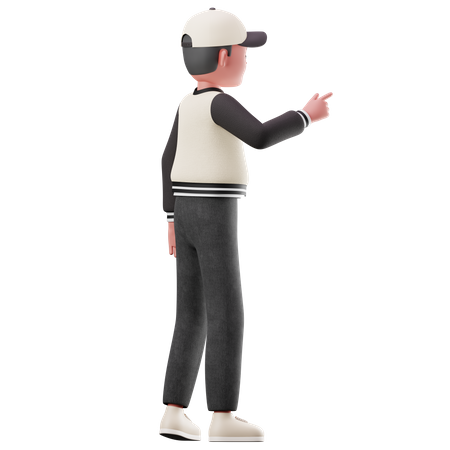 Young Boy Pointing The Presentation Pose  3D Illustration