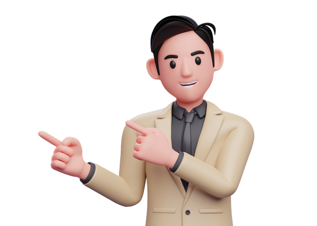 Businessman pointing to fingers to side  3D Illustration