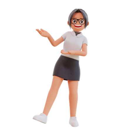 Young businesswoman showing something  3D Illustration