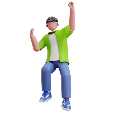 Young man celebrating success  3D Illustration