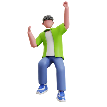 Young man celebrating success  3D Illustration