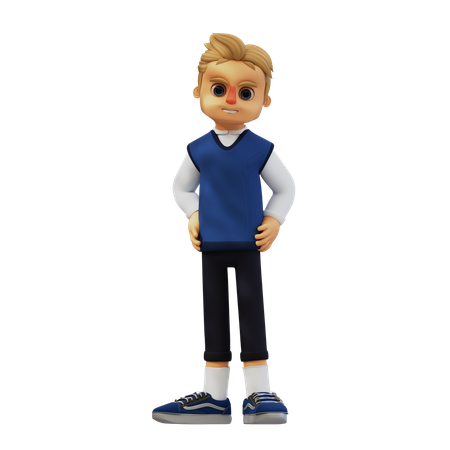 Young Man Giving Confident Pose  3D Illustration