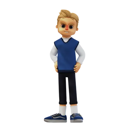 Young Man Giving Confident Pose  3D Illustration