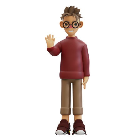 Young Man Giving Greeting Pose  3D Illustration