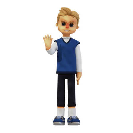 Young Man Giving Greeting Pose  3D Illustration