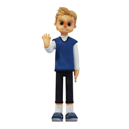 Young Man Giving Greeting Pose  3D Illustration