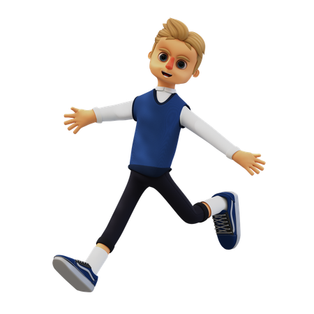 Young Man Giving Jumping Pose  3D Illustration