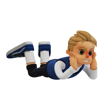 Young Man Giving Lying Pose  3D Illustration