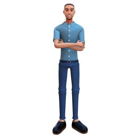 Young man giving standing pose  3D Illustration